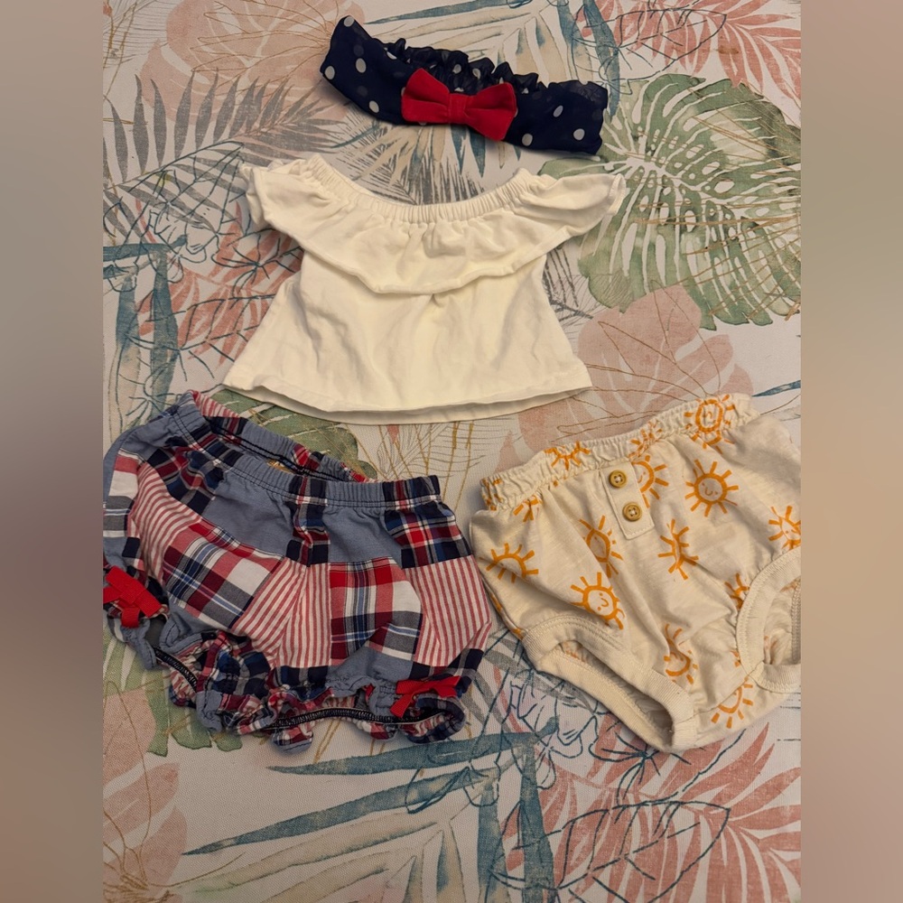 Kids Summer Outfit 2 Set bundle- Cream and Multicolor